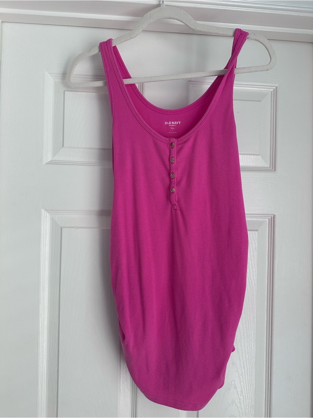 Old Navy Bright Pink Ribbed Henley Tank